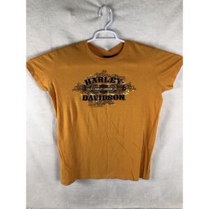 Harley-Davidson‎ Shirt Womens 2XL Gold Rhinestone Jim's St Petersburg Dealer